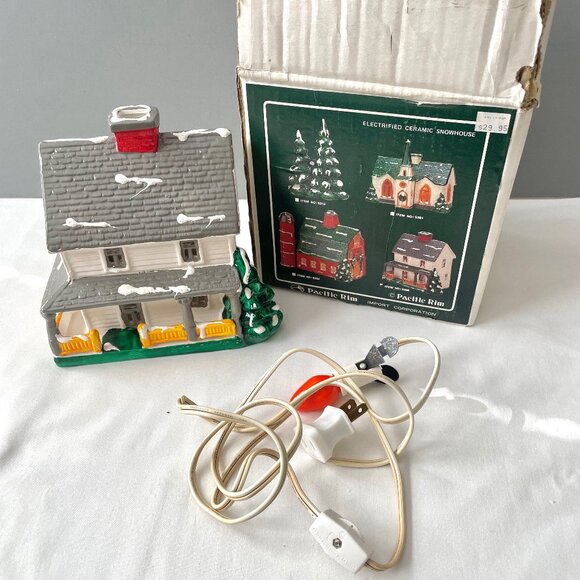 Pacific Rim Ceramic Christmas House Winter Lighted Country Cottage Home #5308 - Picture 1 of 12